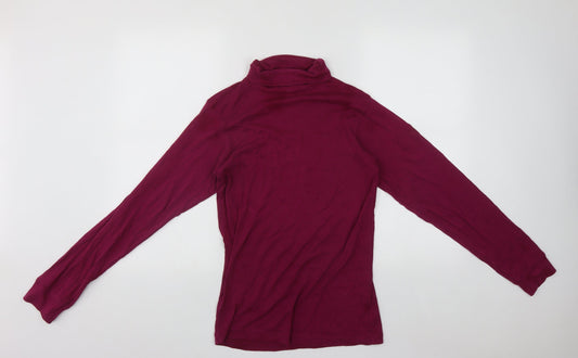 Additional front view of Cotton Traders women’s purple roll neck polyester jumper, size M