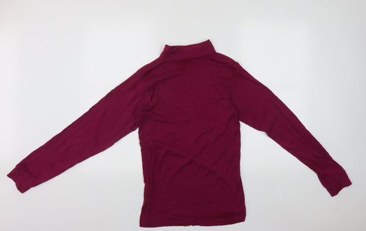 Cotton Traders Womens Purple Roll Neck Polyester Pullover Jumper Size M