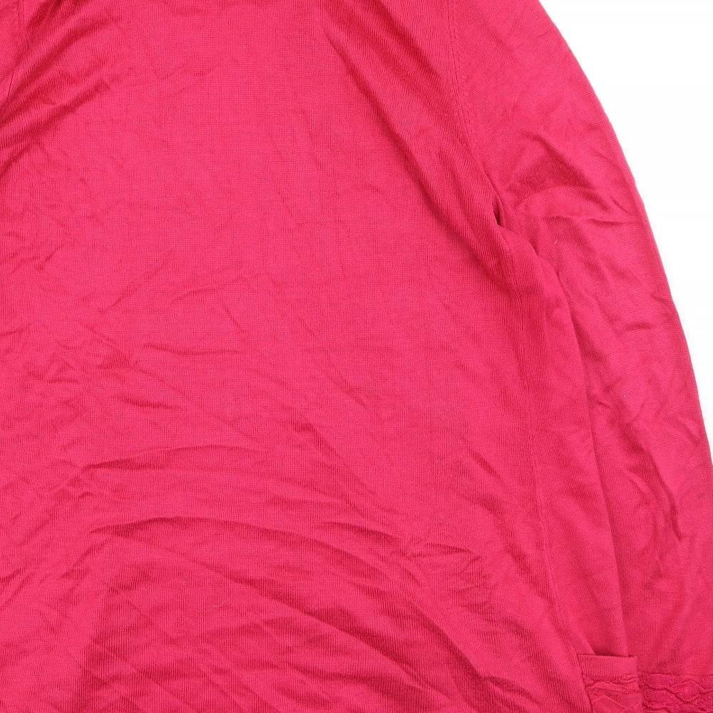 Marks and Spencer Womens Pink V-Neck Viscose Cardigan Jumper Size 12