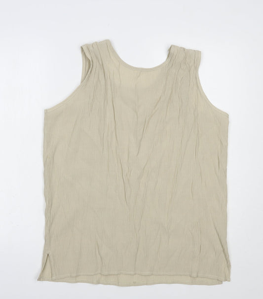 Preworn Womens Beige Polyester Basic Blouse Size L Scoop Neck