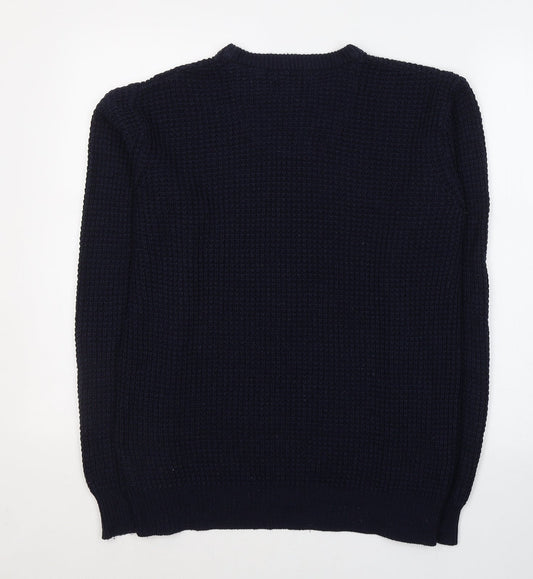 Brave Soul Mens Blue Round Neck Acrylic Pullover Jumper Size M