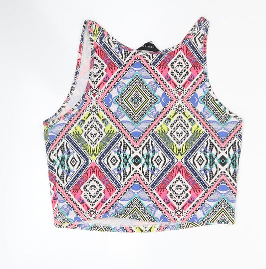 Womens UK Size 10 New Look Multicoloured Cropped Tank