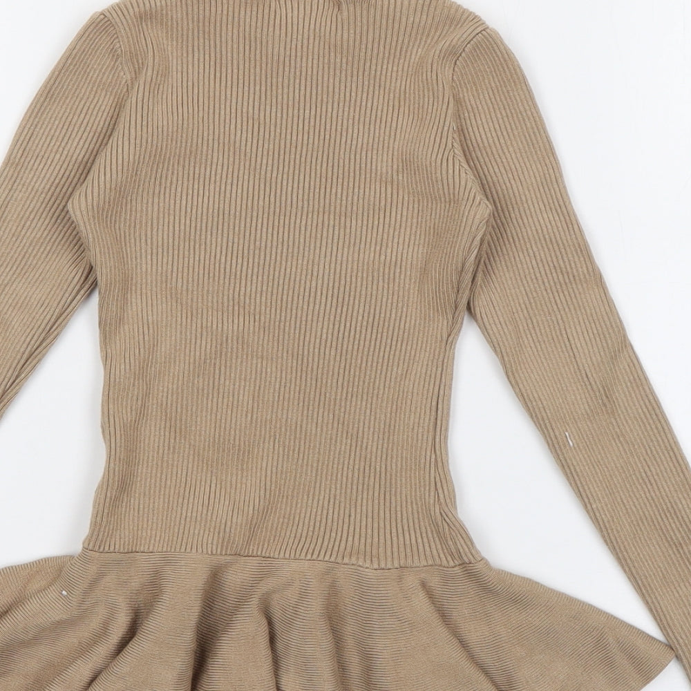 Yoyo S Girls Beige Cotton Jumper Dress Size 12 Months High Neck