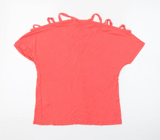 Primark Womens Pink Viscose Basic T-Shirt Size 8 Off the Shoulder
