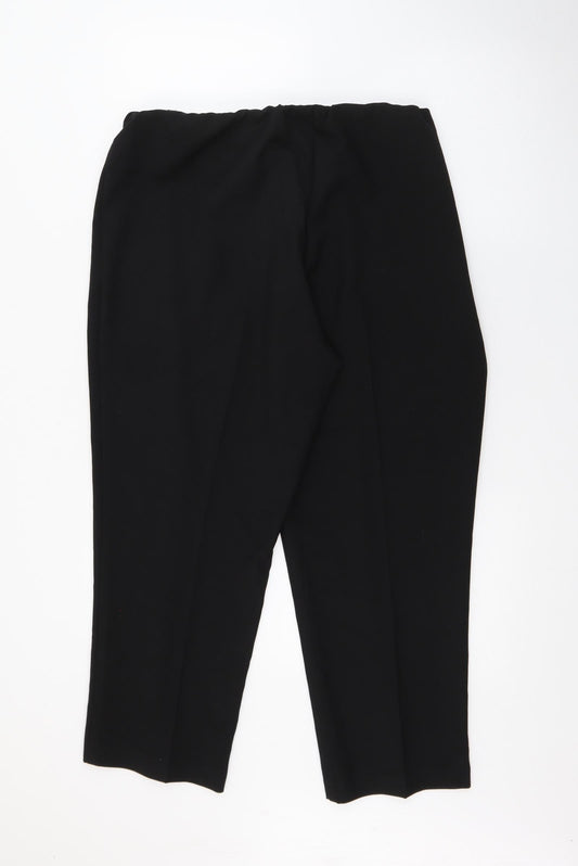 Classic Womens Black Polyester Trousers Size 18 L24 in Regular
