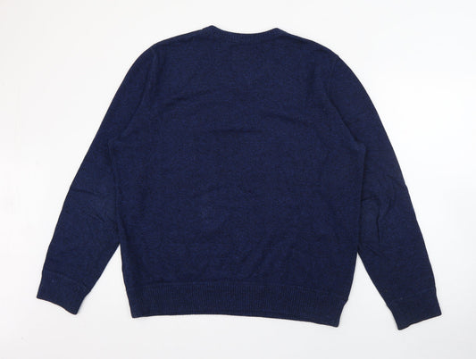 American Eagle Outfitters Mens Blue V-Neck  Cotton Pullover Jumper Size L