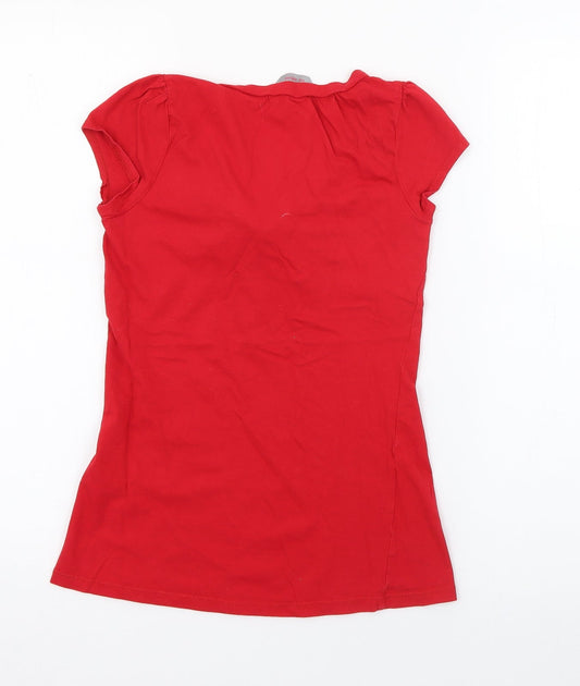 Womens UK Size 4 Dorothy Perkins Red Basic T-Shirt