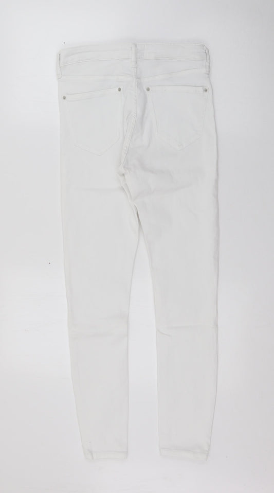 Miss Selfridge Womens White Cotton Skinny Jeans Size 10 L27 in Regular