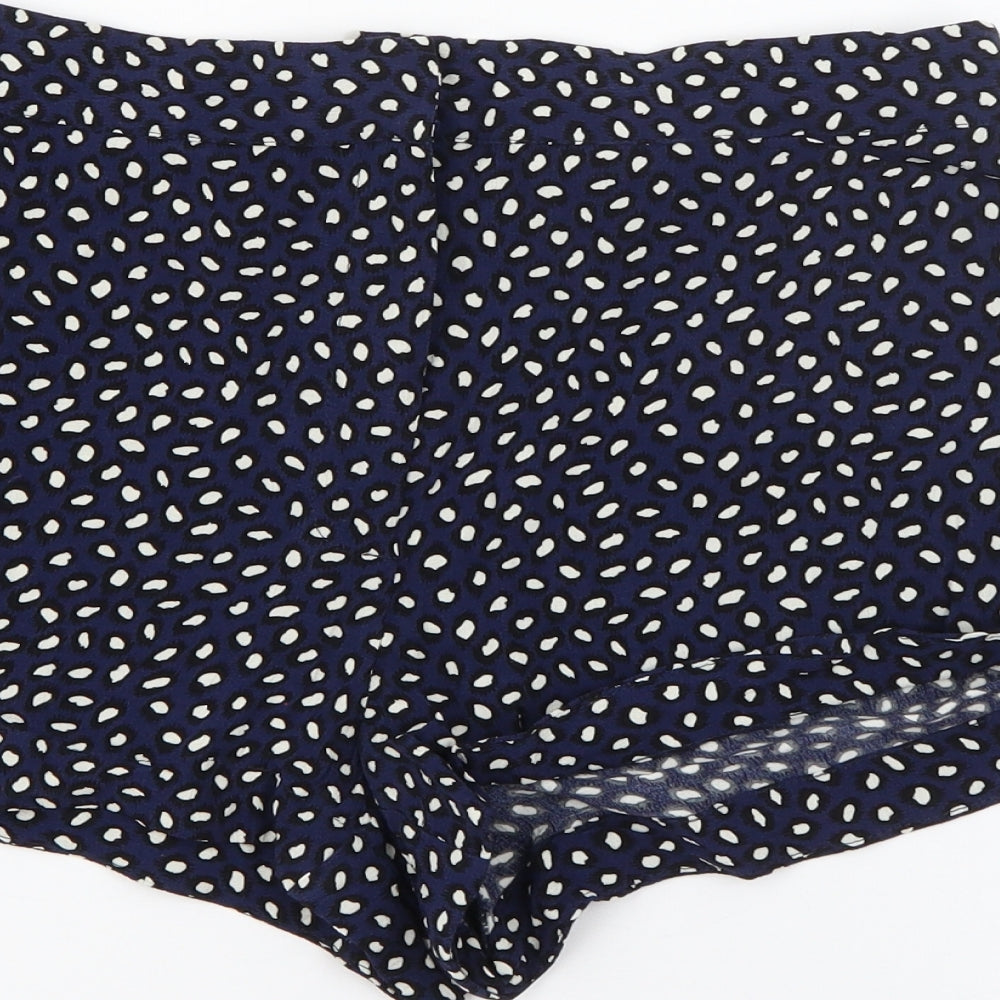 Topshop Womens Blue Geometric Viscose Sailor Shorts Size 10 Regular