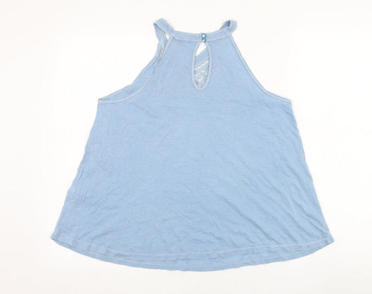 New Look Womens Blue Cotton Basic Tank Size 10 Halter