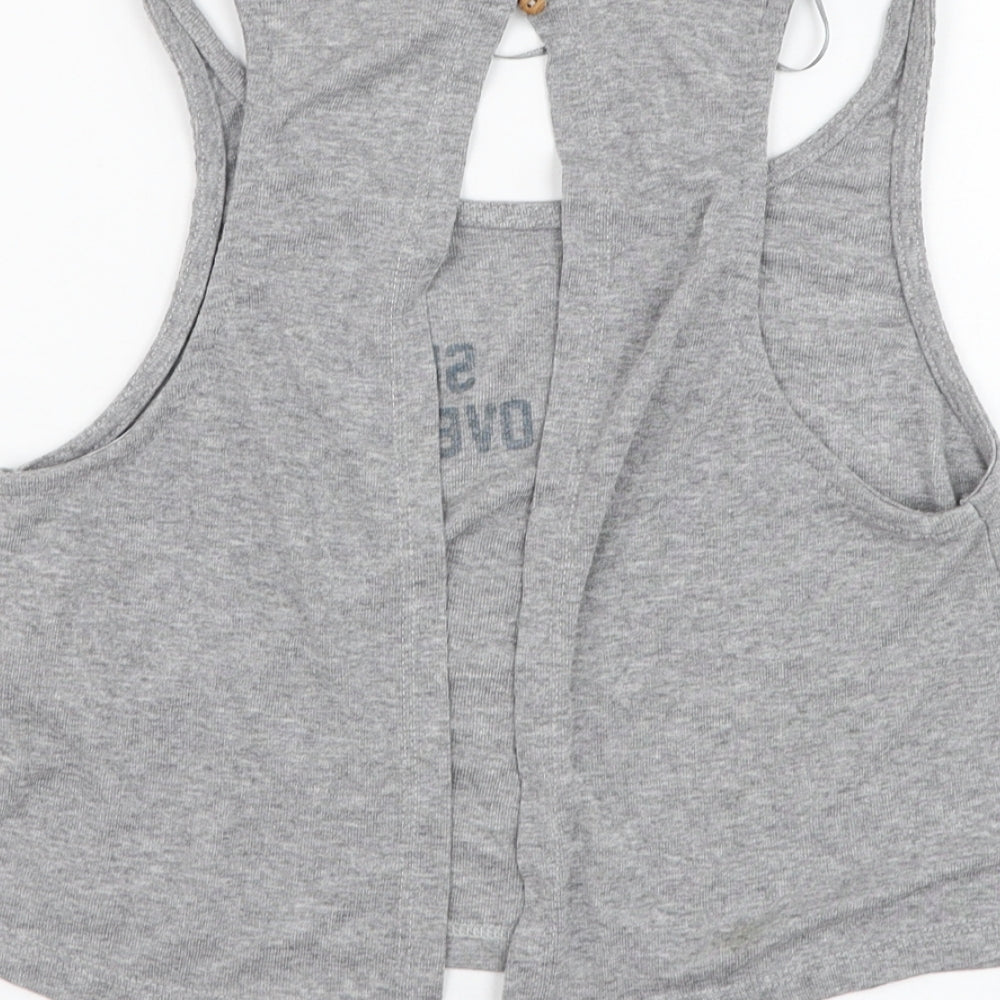 Womens UK Size S Pull&Bear Grey Basic Tank