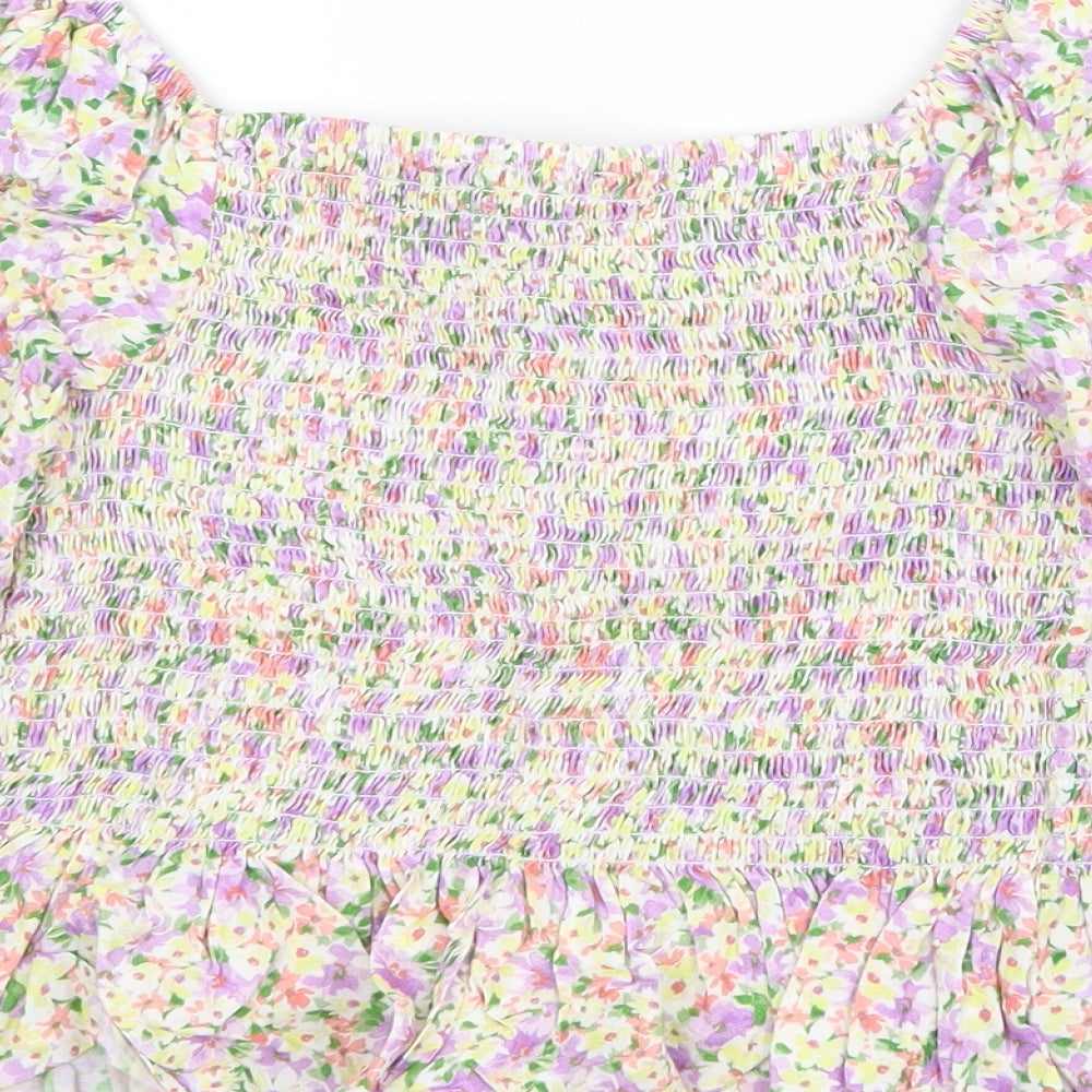 Womens UK Size 12 New Look Multicoloured Cropped T-Shirt
