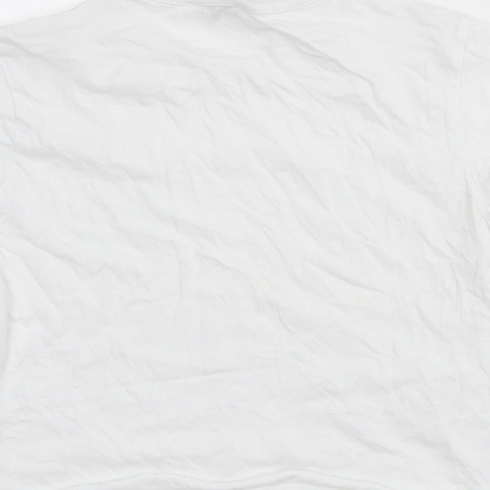 Primark Girls White Cotton Cropped T-Shirt Size 11-12 Years Crew Neck