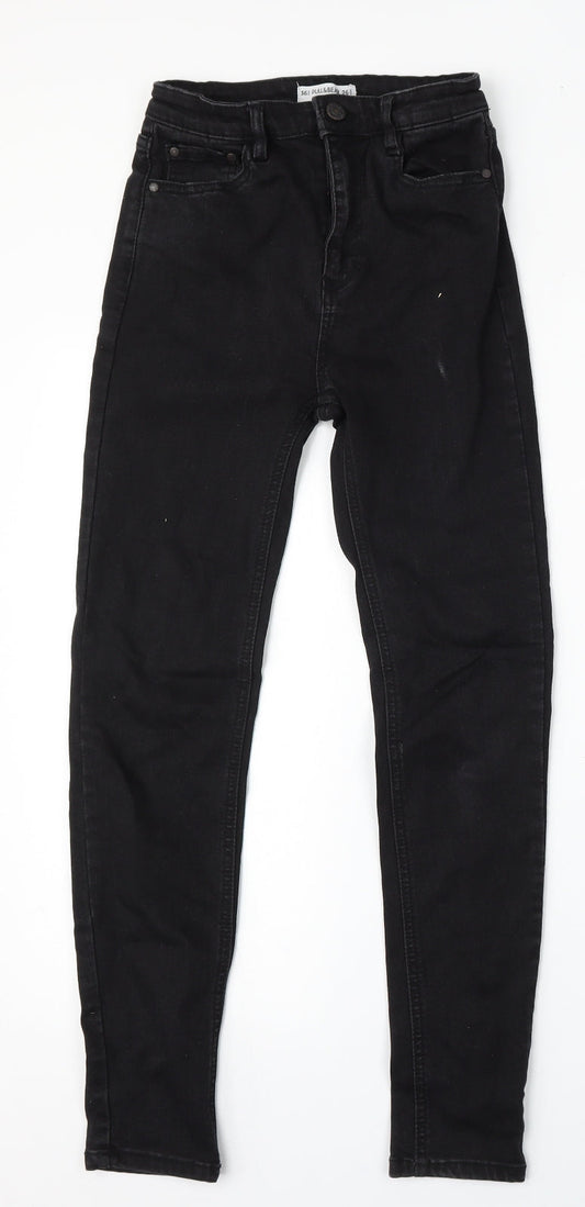 Additional front view of Pull&Bear women’s black polyester skinny jeans, size UK 26, 26-inch leg regular button