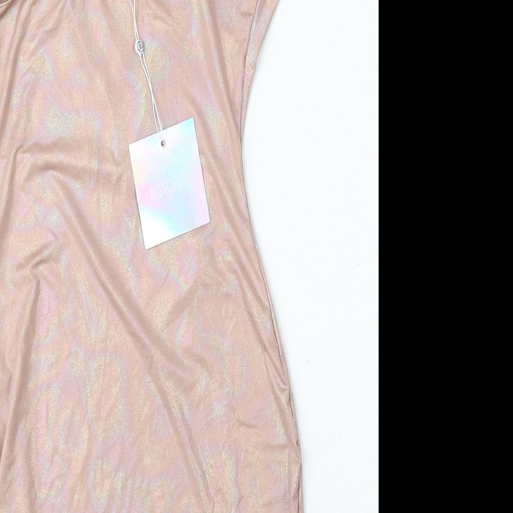 Missguided Womens Pink Polyester Shift Size 8 Round Neck