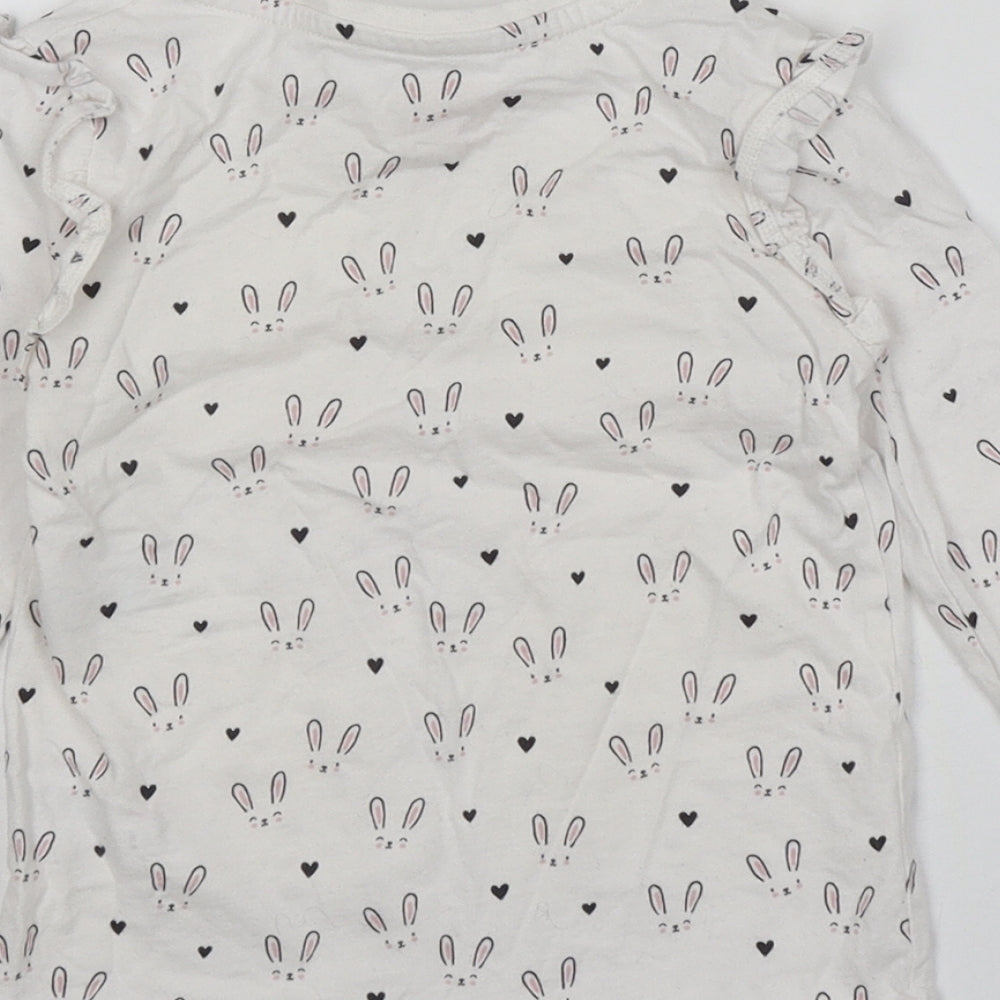 F&F Girls White 100% Cotton Basic T-Shirt Round Neck