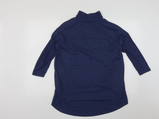 Marks and Spencer Womens Blue High Neck Polyester Pullover Jumper Size 10