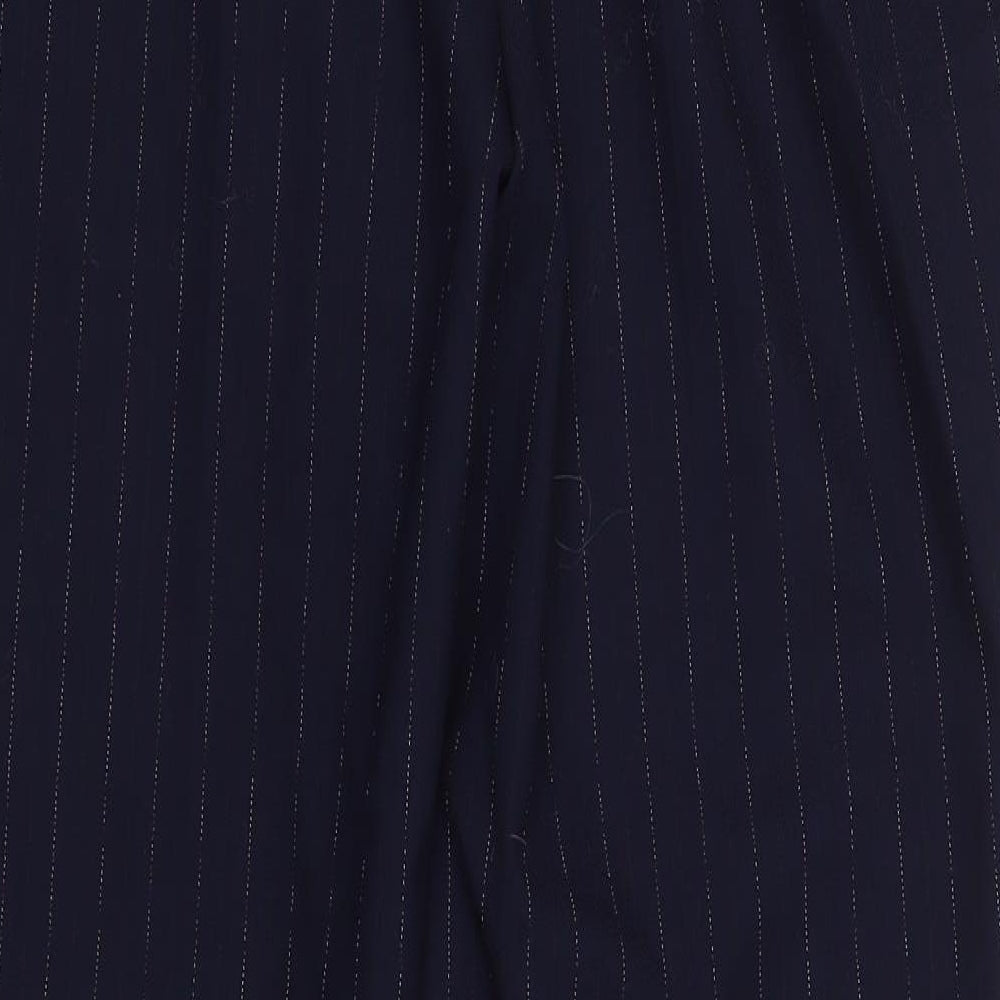 Rosso35 Womens Blue Striped Polyester Trousers Size 22 L29 in Regular Zip