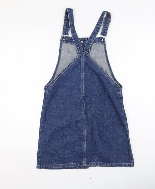 Topshop Womens Blue Cotton A-Line Size 6 Square Neck
