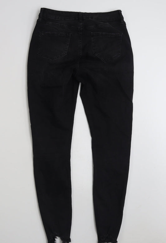 Denim & Co. Womens Black Cotton Skinny Jeans Size 10 L28 in Slim Zip