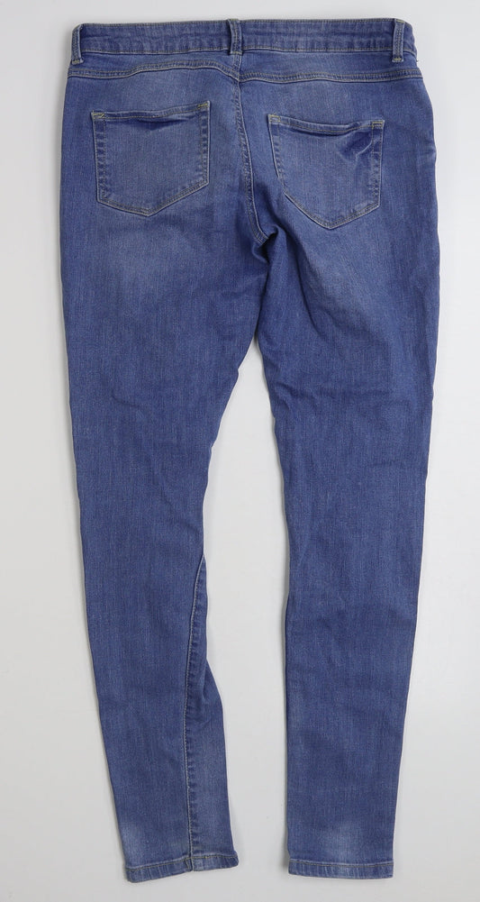 Denim & Co. Womens Blue Cotton Skinny Jeans Size 12 L29 in Slim Zip