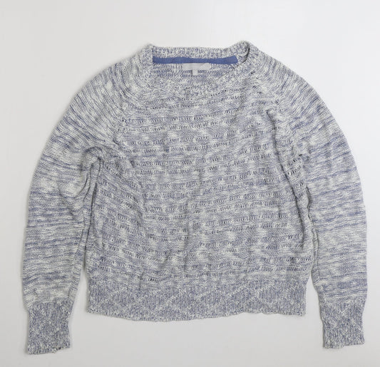 Red Herring Womens Blue Round Neck Cotton Pullover Jumper Size 16