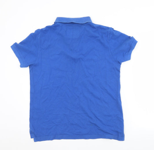 Blue Inc Mens Blue Cotton Polo Size M Collared Button