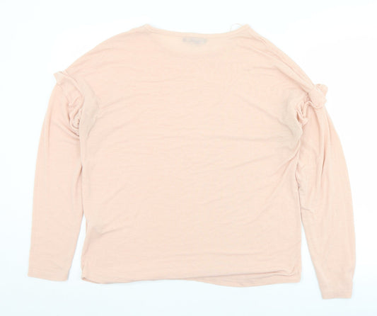 Primark Womens Pink Polyester Basic T-Shirt Size 10 Crew Neck - 10-12