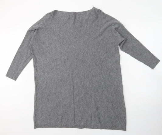 Additional front view of Stella women’s grey viscose jumper dress, size UK 10, boat neck