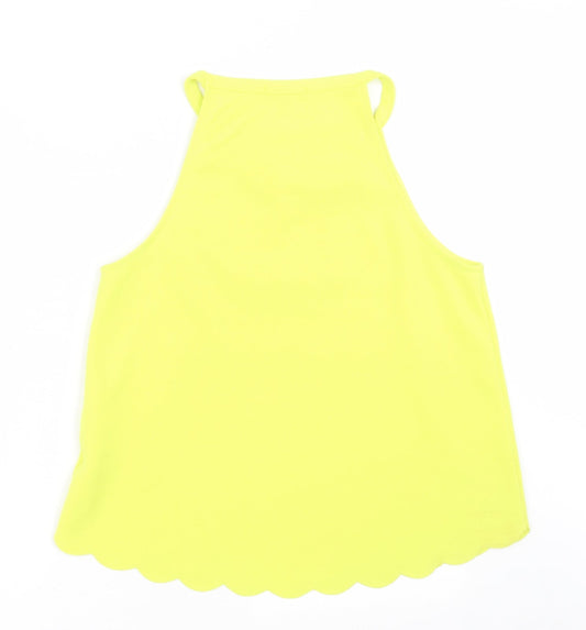 New Look Womens Yellow Polyester Basic Tank Size 12 Square Neck