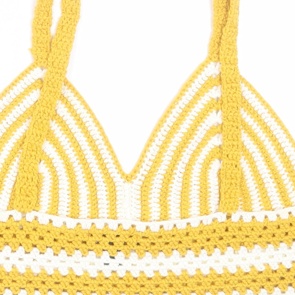 Womens UK Size L QED London Yellow Cropped Tank