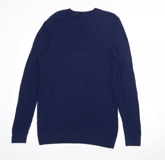 Topman Mens Blue Crew Neck Viscose Pullover Jumper Size M