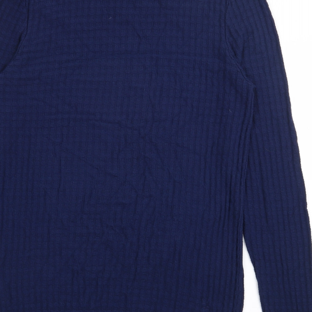 Topman Mens Blue Crew Neck Viscose Pullover Jumper Size M