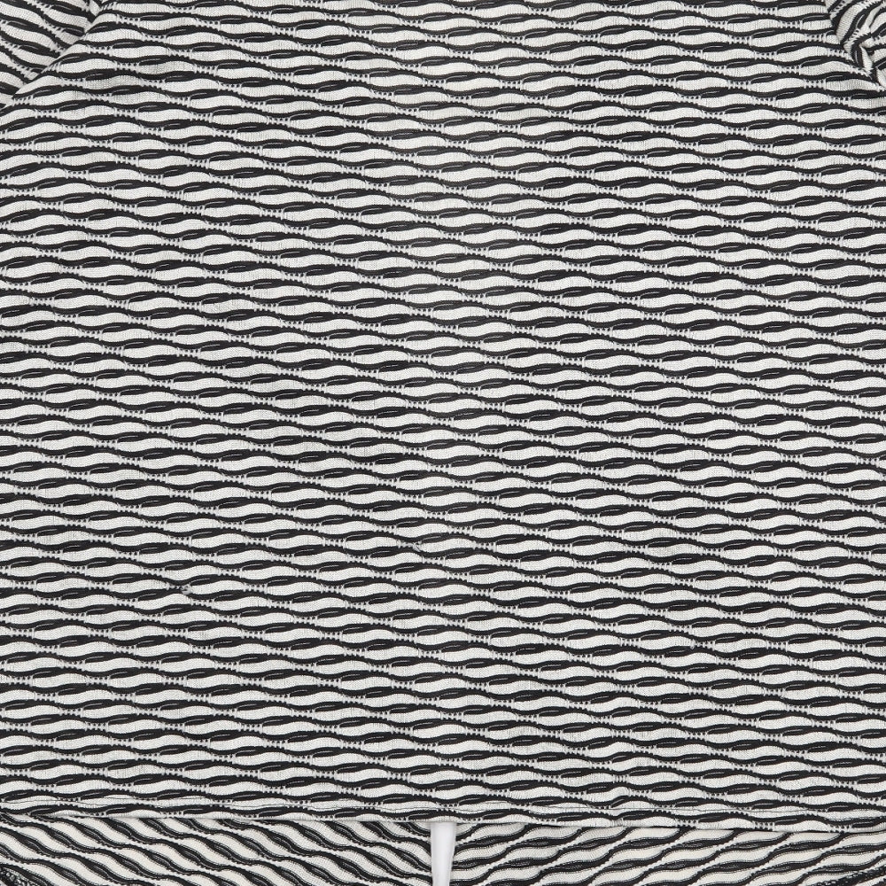 George Womens Black V-Neck Geometric Polyester Cardigan Jumper Size 14