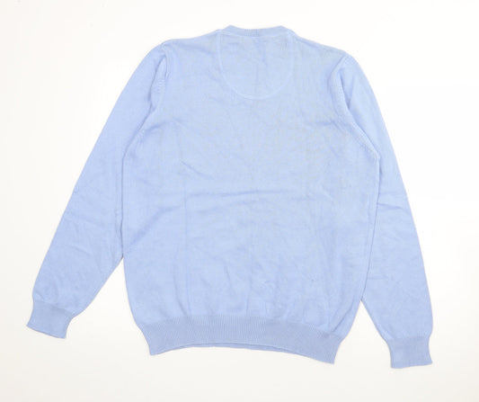 Blue Harbour Mens Blue V-Neck Cotton Pullover Jumper Size M