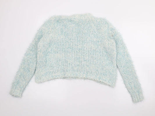 F&F Womens Blue Crew Neck Viscose Pullover Jumper Size 8