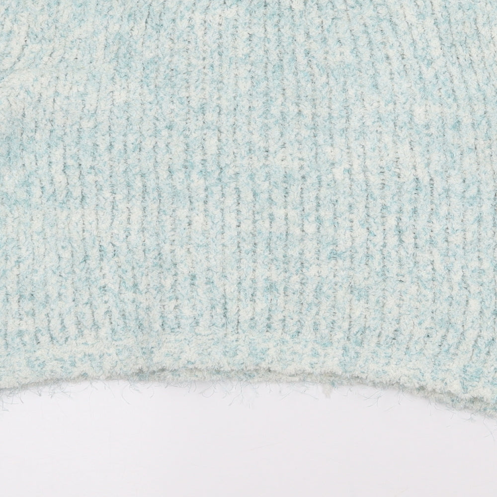 F&F Womens Blue Crew Neck Viscose Pullover Jumper Size 8