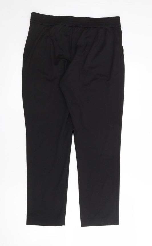 Classic Womens Black Polyester Trousers Size 14 L25 in Regular