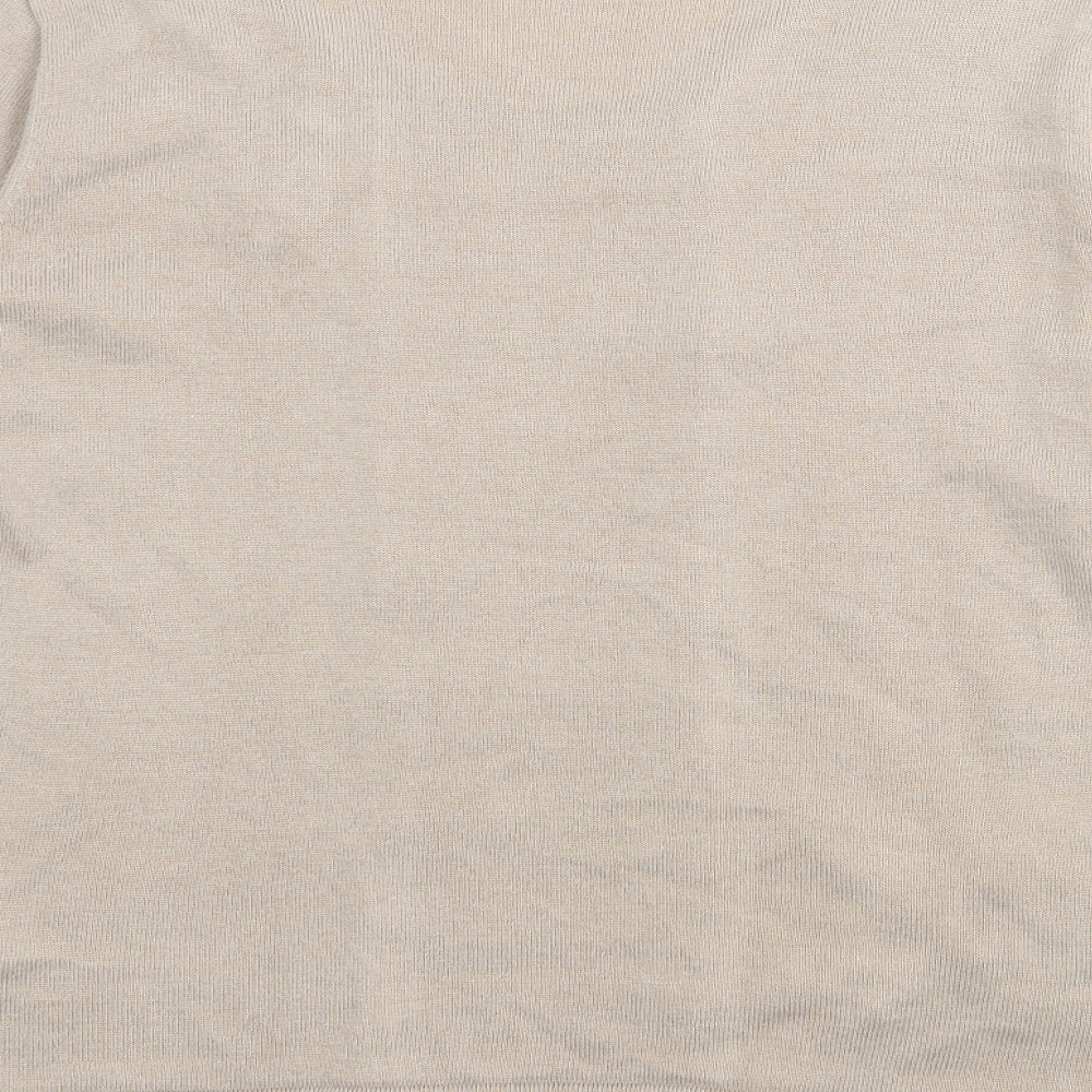 Brand and care label for Damart women’s brown square neck acrylic jumper, size M