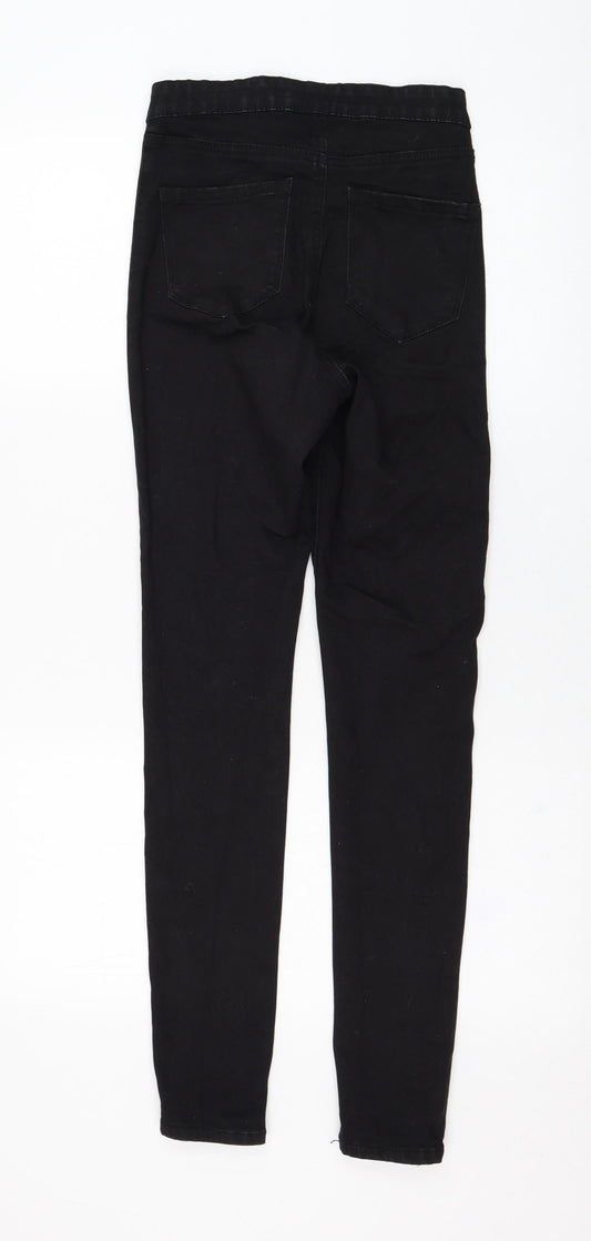 Primark Womens Black Cotton Skinny Jeans Size 8 L30 in Regular Zip