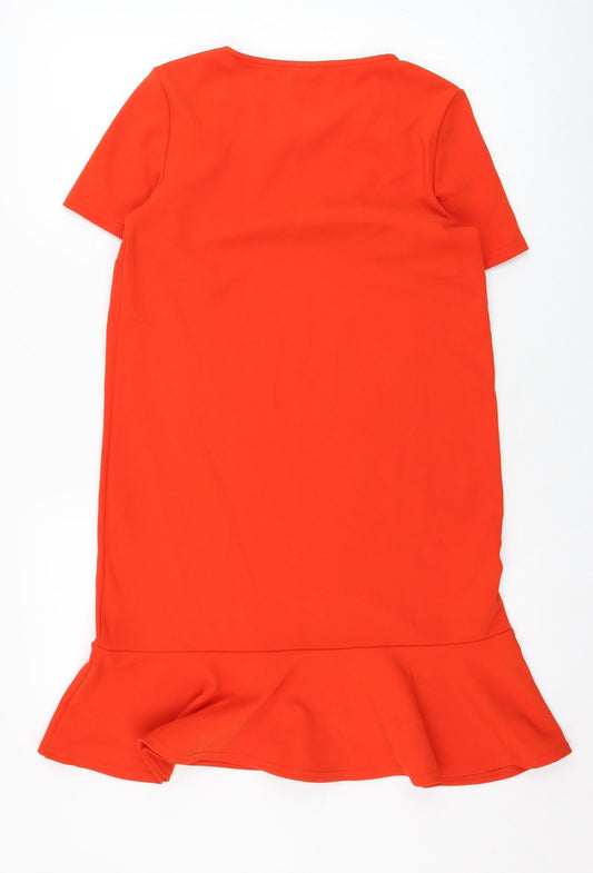 River Island Womens Orange Polyester Shift Size 6 Round Neck Pullover