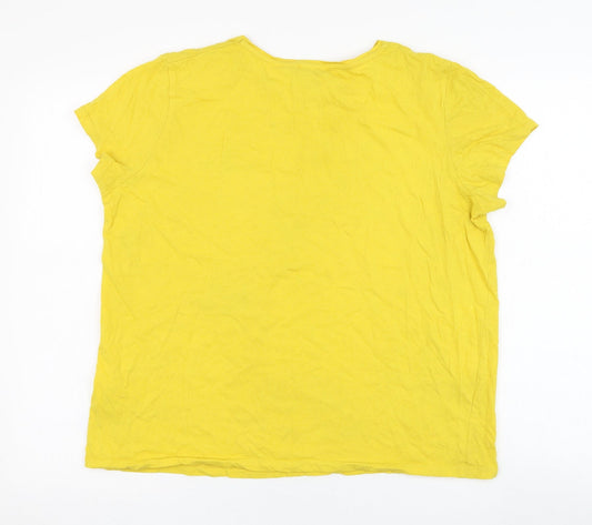 Primark Womens Yellow Cotton Basic T-Shirt Size 12 Round Neck - You are enough
