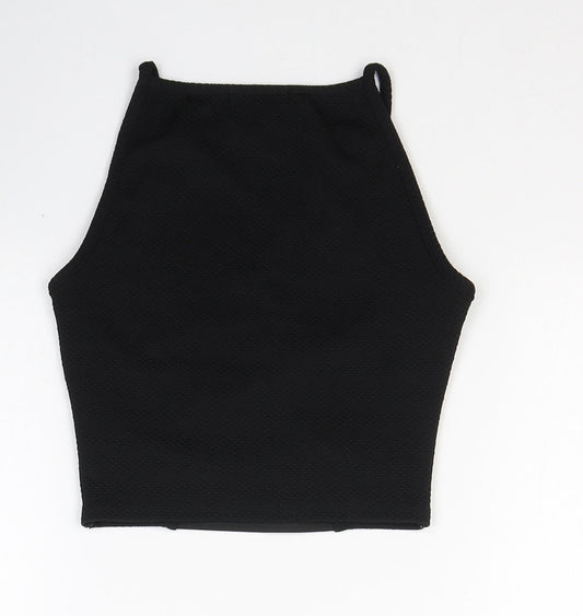 Womens UK Size 6 Pink Soda Black Cropped Tank