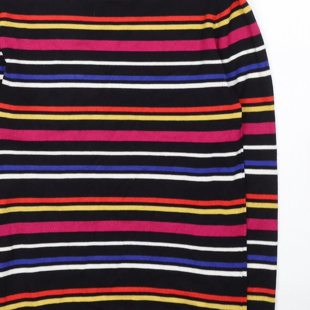 SheIn Womens Black High Neck Striped Viscose Pullover Jumper Size 10