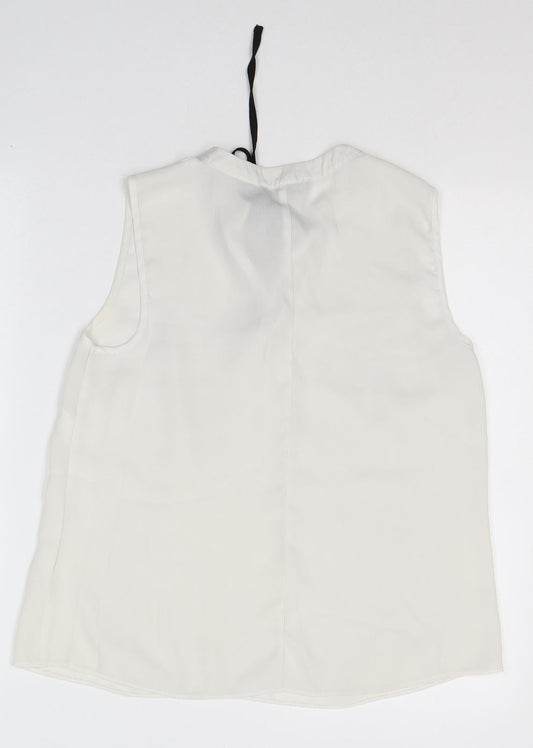 Atmosphere Womens White Polyester Basic Blouse Size 10 Round Neck