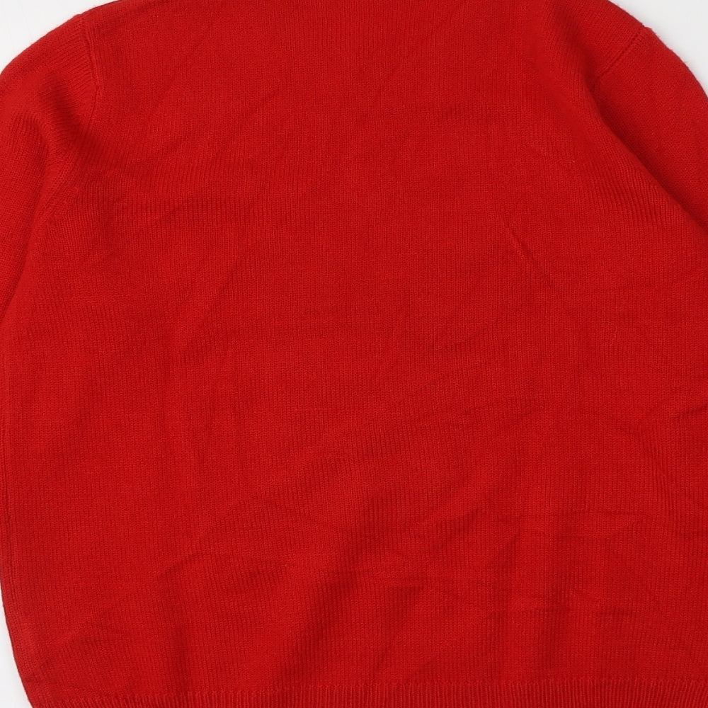 Avenue Womens Red Round Neck Acrylic Pullover Jumper Size 8