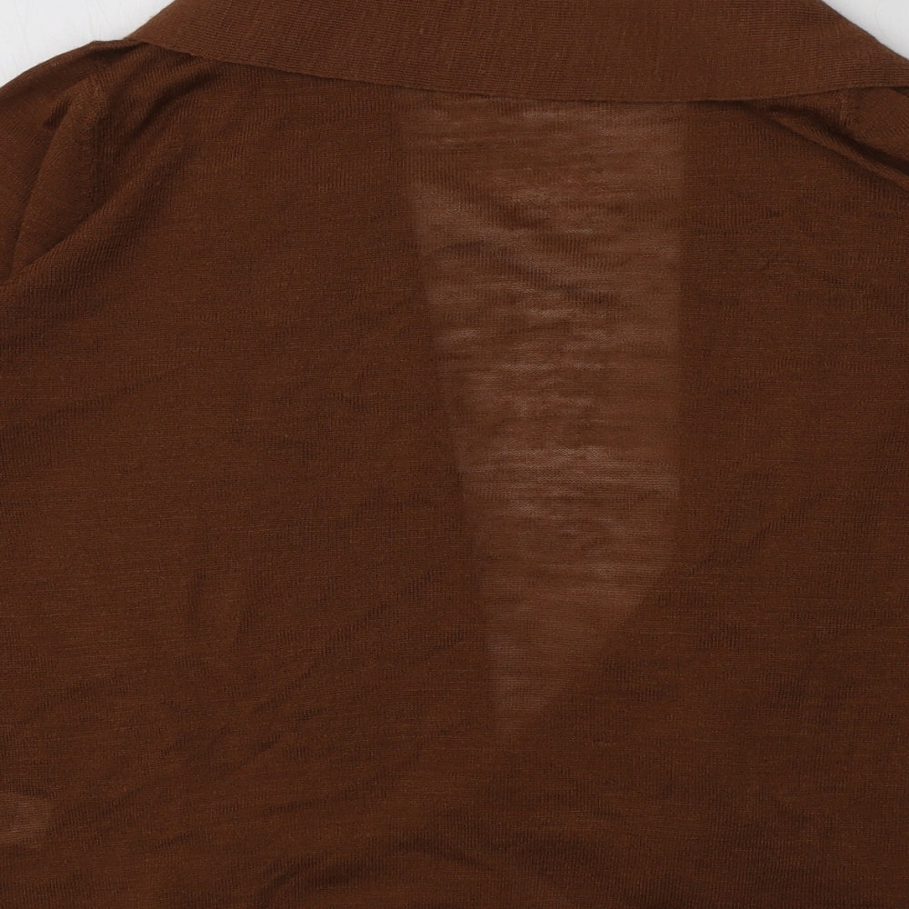 Mills Womens Brown V-Neck Acrylic Cardigan Jumper Size 8