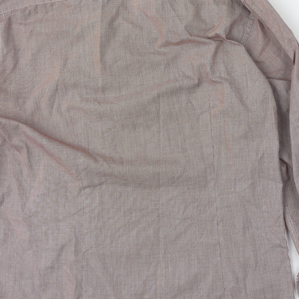 Mens UK Size 16.5 Cedar Wood State Red Button-Up Long Sleeve Casual Shirt