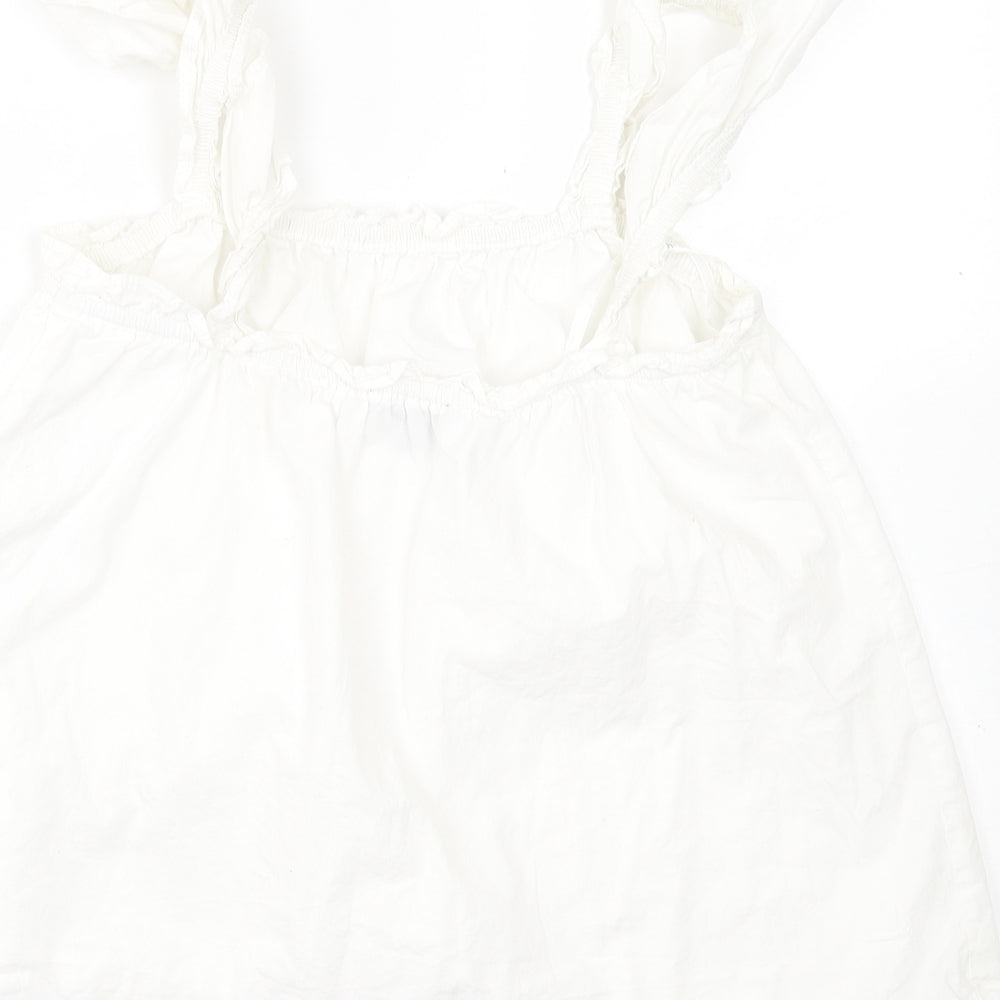 Primark Womens White Cotton Basic Tank Size 10 Scoop Neck