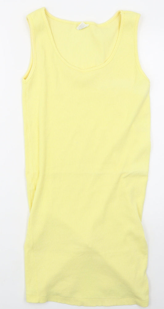 G.I Womens Yellow Cotton Tank Dress Size 10 Scoop Neck Pullover
